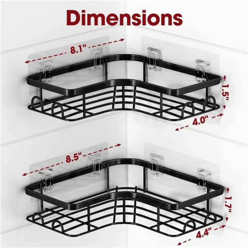 2 Pack, Adhesive Shower Organizers, Rustproof Stainless Steel Shower Shelves